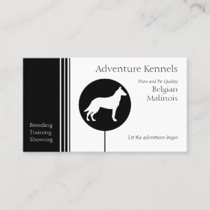 Belgische Malinois Silhouette Modern Black White Visitekaartje