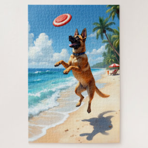 Belgische Malinois strand actiescène Legpuzzel