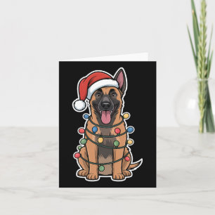 Belgische Malinois Verpakt In Kerstlichten Kaart