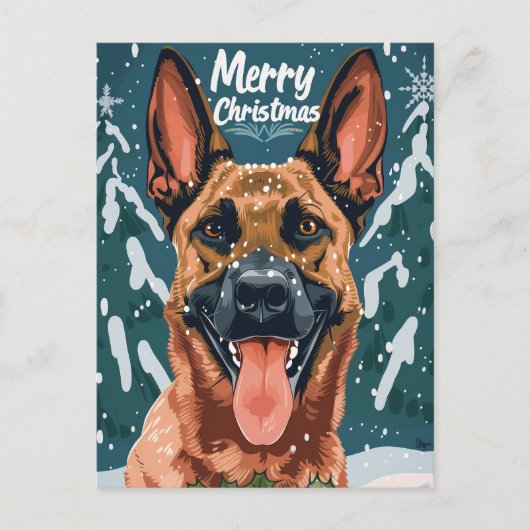Belgische Malinois Vrolijk Kerstfeest Briefkaart (Voorkant)
