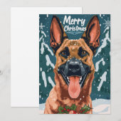 Belgische Malinois Vrolijk Kerstfeest Feestdagenkaart (Voorkant / Achterkant)