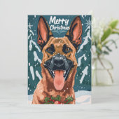 Belgische Malinois Vrolijk Kerstfeest Feestdagenkaart (Staand voorkant)