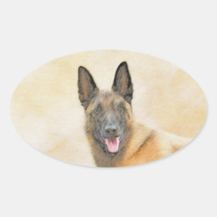 Belgische Malinoisschildering - Kute Original Dog Ovale Sticker
