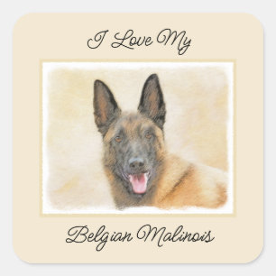 Belgische Malinoisschildering - Kute Original Dog Vierkante Sticker
