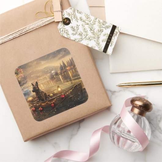 Belgische Mechelse Kerstreis Vierkante Sticker (Geschenken)