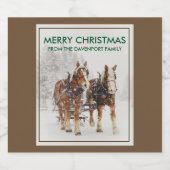 Belgische paardenploeg winterkerstscène bier etiket (Enkel label)