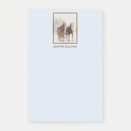 Belgische paardenploeg winterkerstscène post-it® notes (Voorkant)