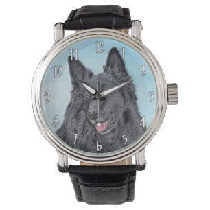 Belgische Sheepdog-schildering - Cute Original Dog Horloge