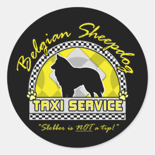 Belgische Sheepdog Taxi Service Ronde Sticker