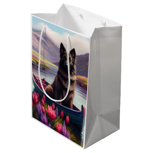 Belgische Shepherd op een peddel: Een Schilderacht Medium Cadeauzakje (Achterkant Gekanteld)