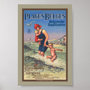 Belgische stranden vintage poster 1920