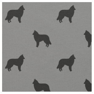 Belgische Tervuren Hond Silhouetten Zwart en Grijs Stof