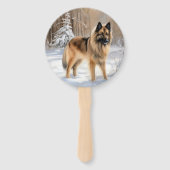 Belgische Tervuren Laat het sneeuwen Kerstmis Handwaaier (Voorkant)