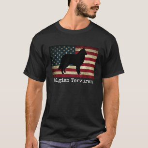 Belgische Tervuren met Amerikaanse vlag T-shirt