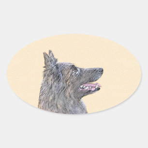 Belgische Tervuren schilderen - Cute Original Dog  Ovale Sticker