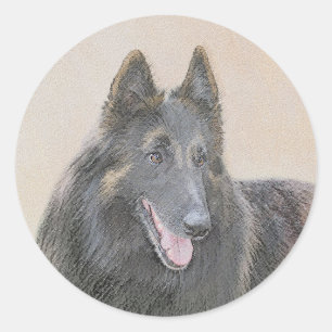 Belgische Tervuren schilderen - Cute Original Dog  Ronde Sticker