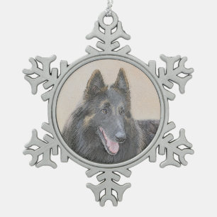 Belgische Tervuren schilderen - Cute Original Dog Tin Sneeuwvlok Ornament