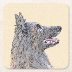 Belgische Tervuren schilderen - Cute Original Dog  Vierkante Kartonnen Onderzetter
