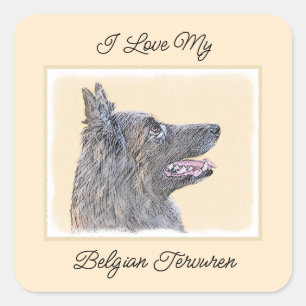 Belgische Tervuren schilderen - Cute Original Dog  Vierkante Sticker