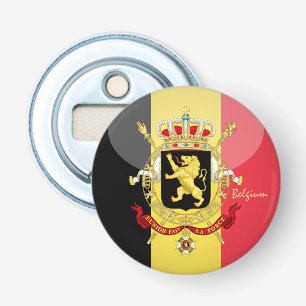 Belgische vlag & Belgische partij drink / liefdess Button Flesopener