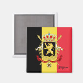 Belgische vlag en België reizen, vakantie/sport Magneet (Voorkant / Achterkant)