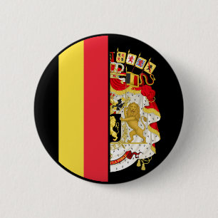 Belgische vlag en wapenschild ronde button 5,7 cm