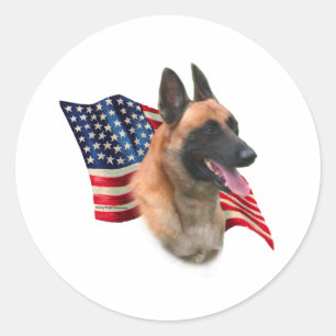 Belgische vlag Malinois Ronde Sticker