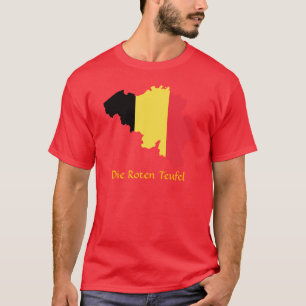 Belgische vlagkaart die Roten Teufel T-Shirt