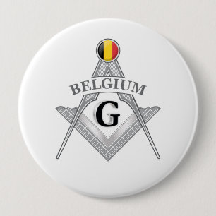 Belgische vrijmetselarij teken ronde button 4,0 cm