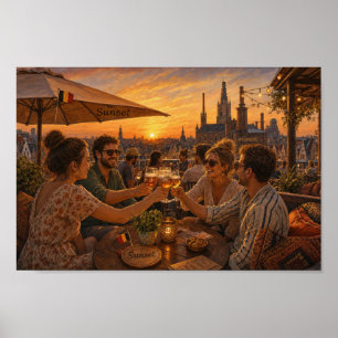 Belgische Zonsondergang Dakfeest Poster