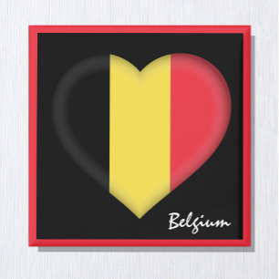Belgium flag & Belgian Heart travel holiday/sports Magneet