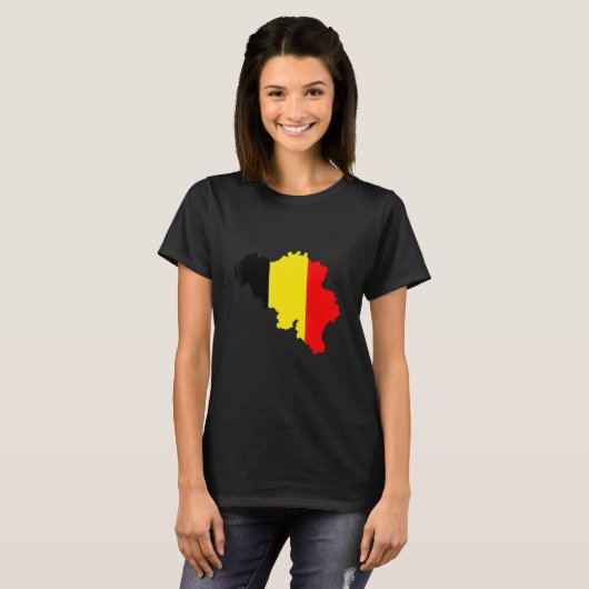 Belgium flag in Belgium outline Belgium T-shirt (Voorkant volledig)