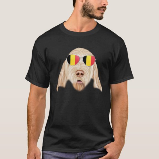 Belgium Flag Spinoni Italiani Dog Belgium Pocket T-shirt (Voorkant)