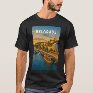 Belgrade Servië Illustratie Reis Kunst Vintage T-shirt
