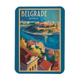 Belgrade Servië rivier illustratie reis kunst Magneet