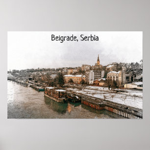 Belgrado Servië Balkan Panorama Uitzicht Poster