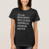 Belial Behemoth Beelzebub Asmodeus Satanas Lucifer T-shirt (Voorkant)