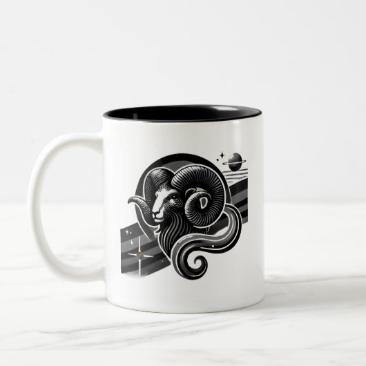 Bélier noir et blanc Zodiac Mug (Gauche)