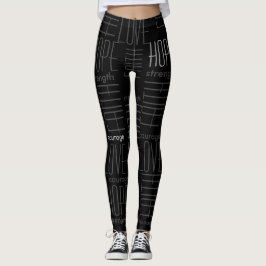 Believe Big Courage Sterkte grijs op zwart Leggings