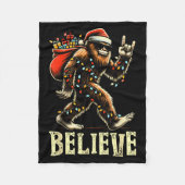 Believe Bigfoot Sasquatch Santa Reindeer Christmas Fleece Deken (Voorkant)