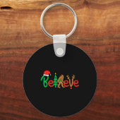 Believe Bigfoot Sasquatch Santa Reindeer Christmas Sleutelhanger (Voorkant)