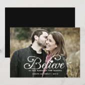 BELIEVE | Carte photo de Noël magique (Devant / Derrière)