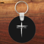 Believe Christian Cross Jesus Christ Christians Me Sleutelhanger (Voorkant)