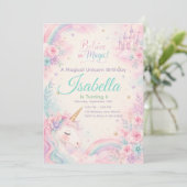 Believe In Magic Unicorn Invitation Editable (Debout devant)