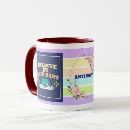 Believe in Your Heart Personalized Mug – Colorful  (Devant gauche)
