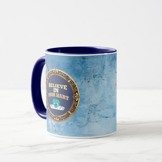 Believe in Your Hurt – Dark Blue Affirmation Mug Mok (Voorkant links)