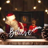 Believe Modern Hand Lettered Kerstfoto Feestdagenkaart