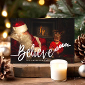 Believe Modern Hand Lettered Kerstfoto Feestdagenkaart