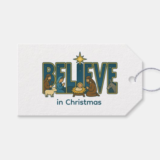 Believe nativity  cadeaulabel (Voorkant (Horizontaal))