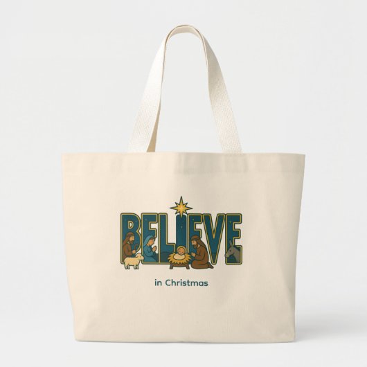 Believe Nativity  Grote Tote Bag (Voorkant)